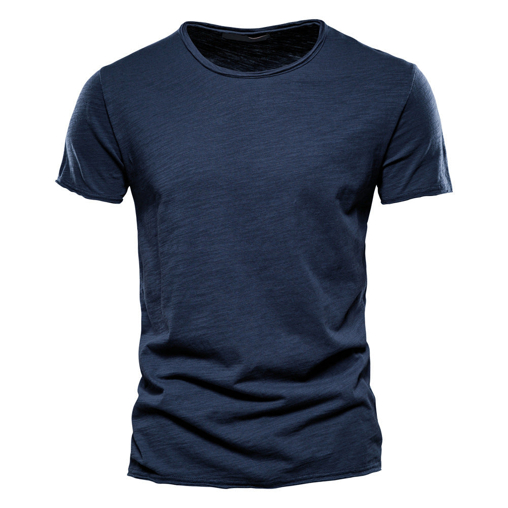 Solid Cotton Crew Neck T-Shirt