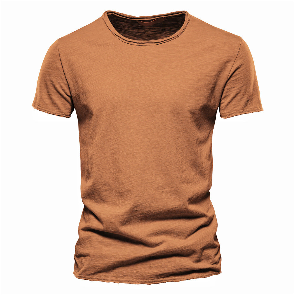 Solid Cotton Crew Neck T-Shirt
