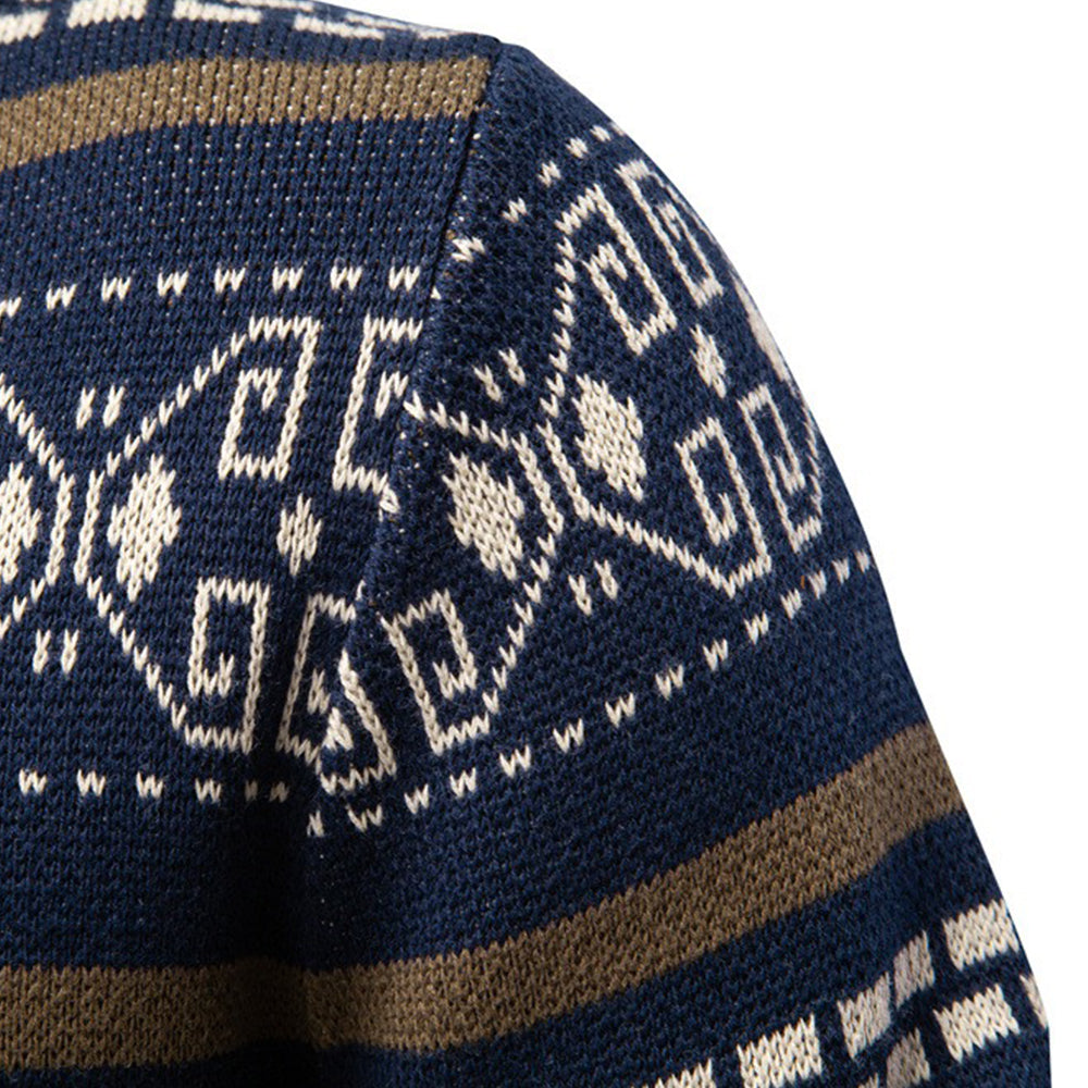 Men's Patterned Full-Zip Knit Cardigan