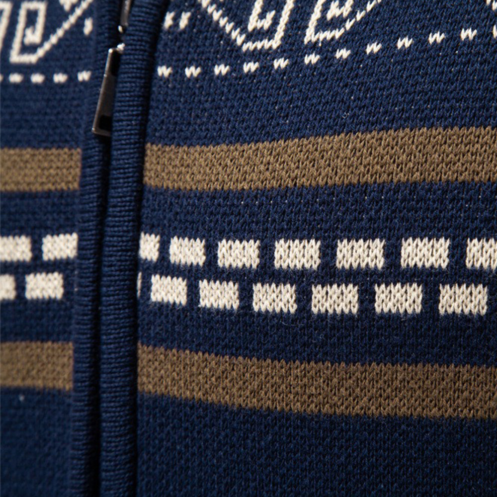 Men's Patterned Full-Zip Knit Cardigan