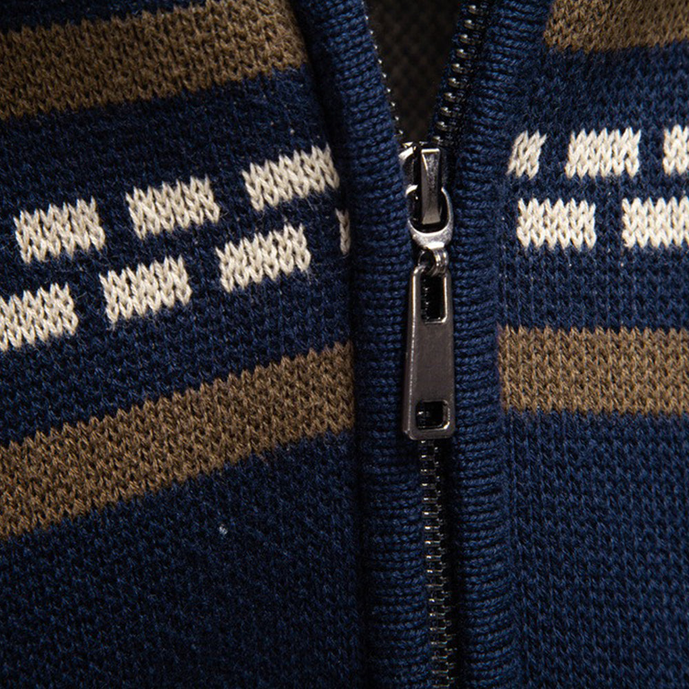 Men's Patterned Full-Zip Knit Cardigan