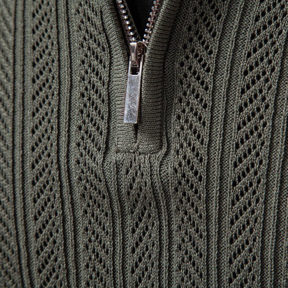 Men's Textured Knit Polo Pullover