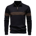 Men's Contrast Stripe Quarter-Zip Sweater
