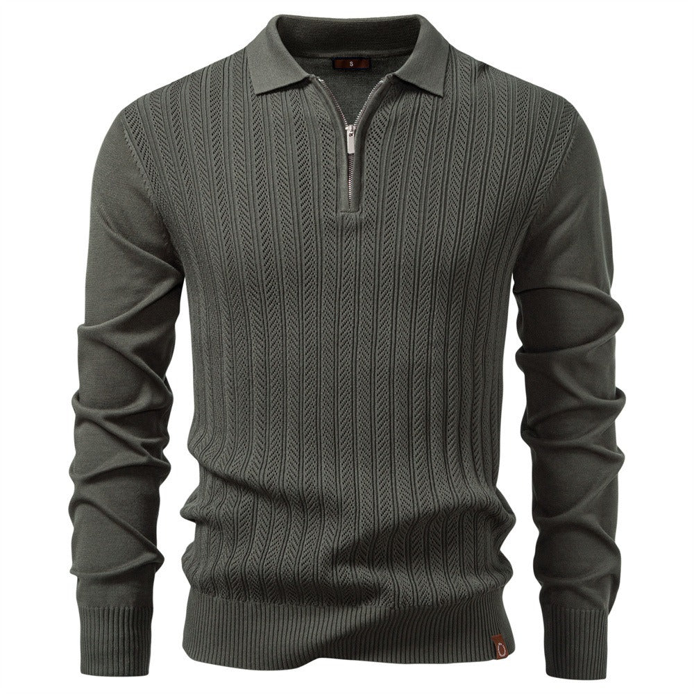 Men's Textured Knit Polo Pullover