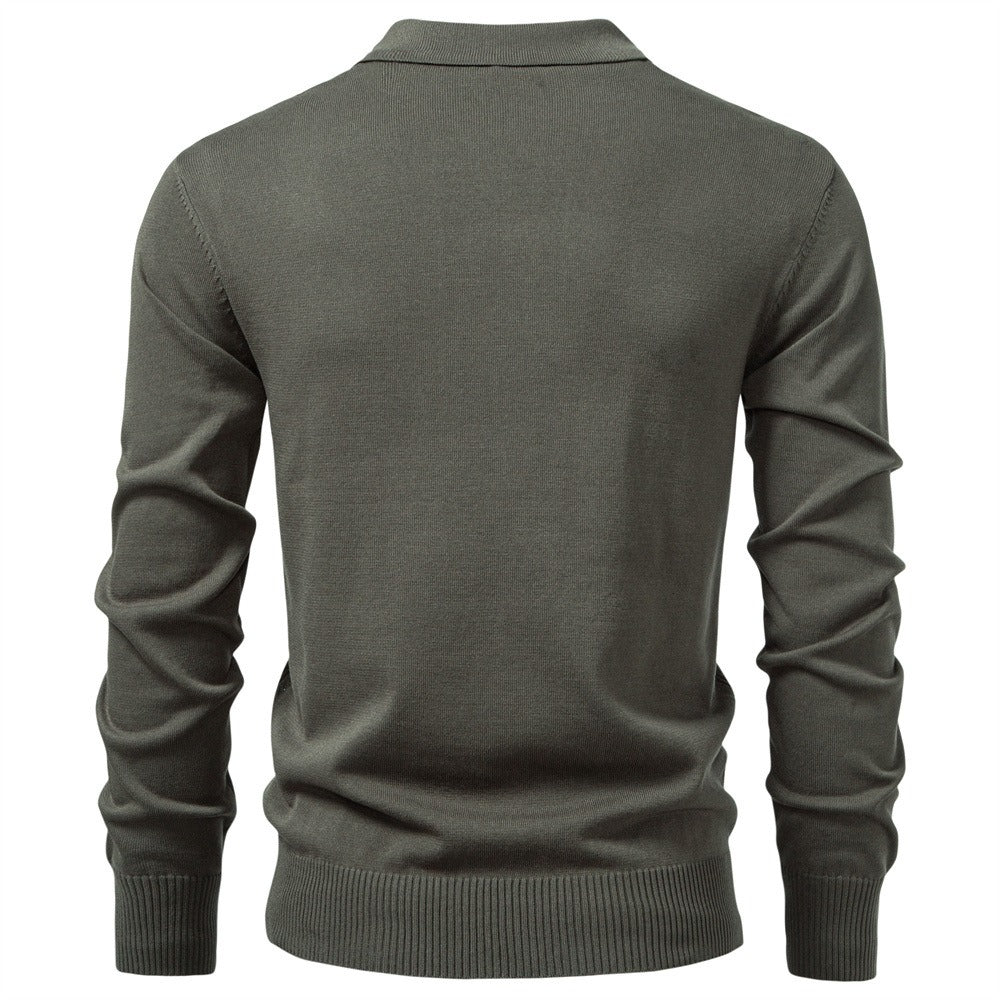 Men's Textured Knit Polo Pullover