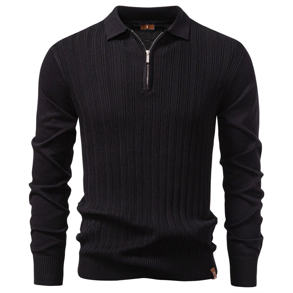 Men's Textured Knit Polo Pullover