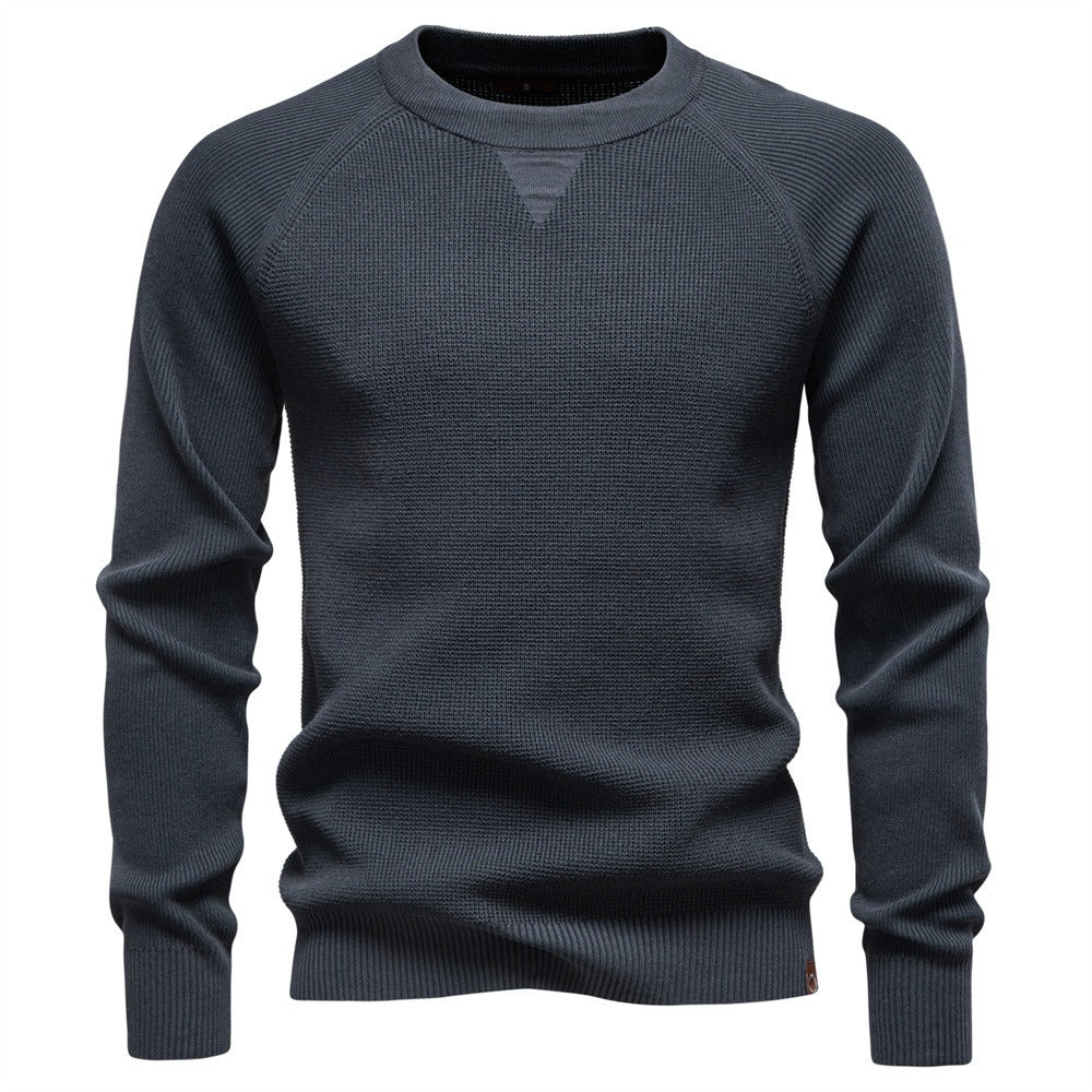 Men's Textured Crew Neck Knit Sweater