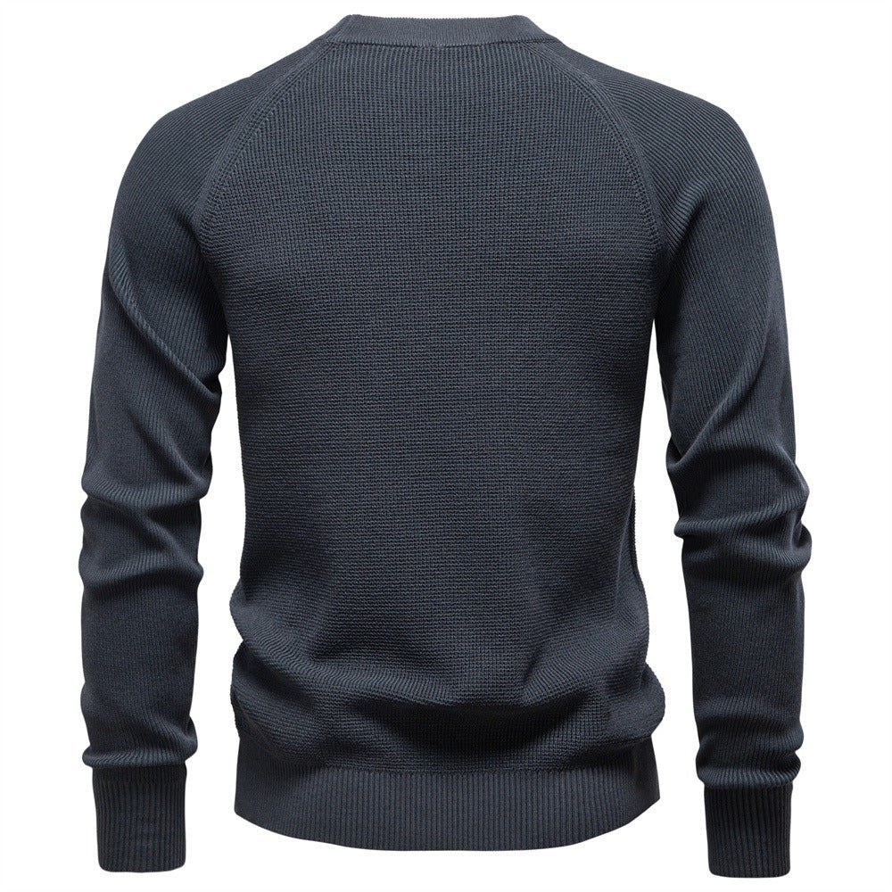 Men's Textured Crew Neck Knit Sweater