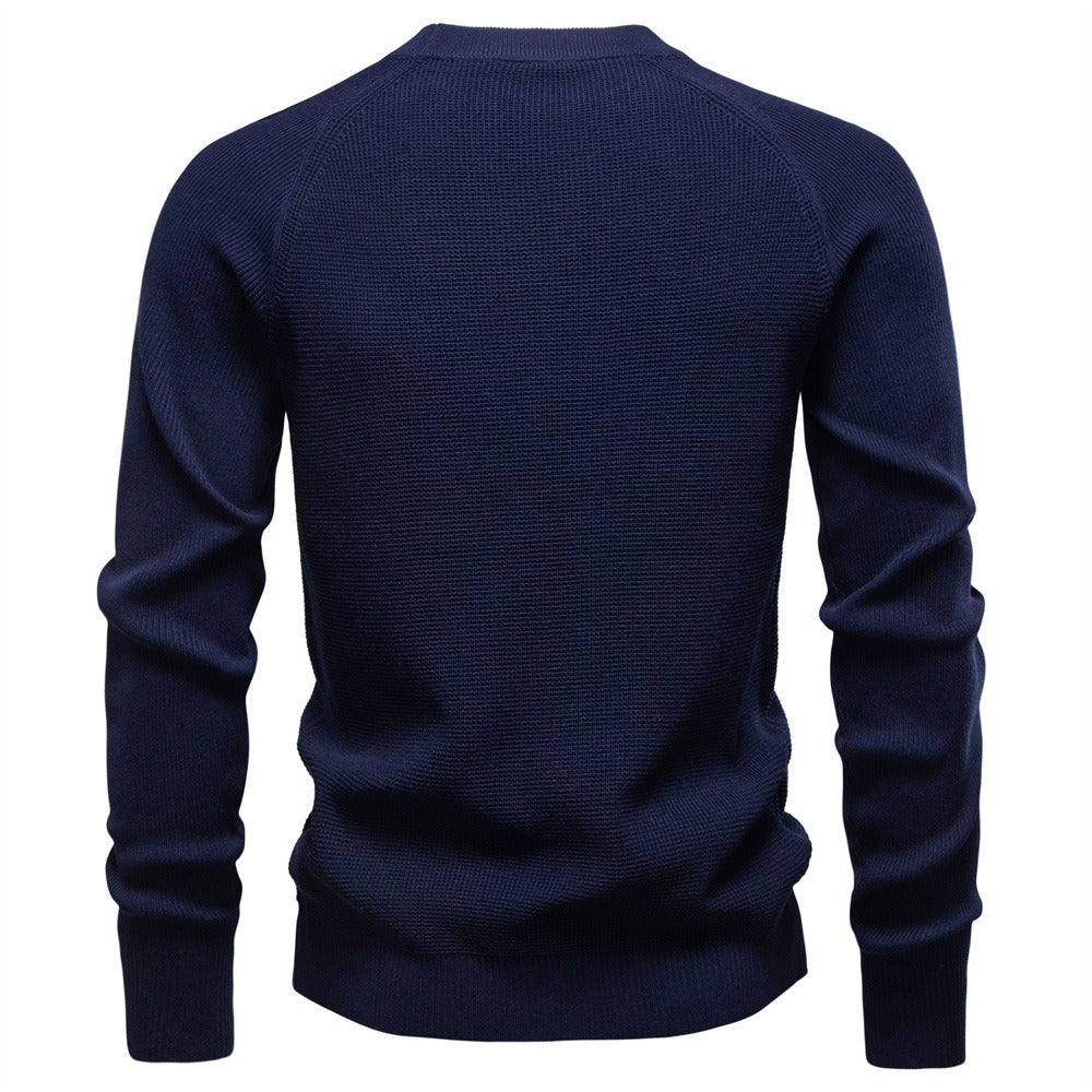Men's Textured Crew Neck Knit Sweater