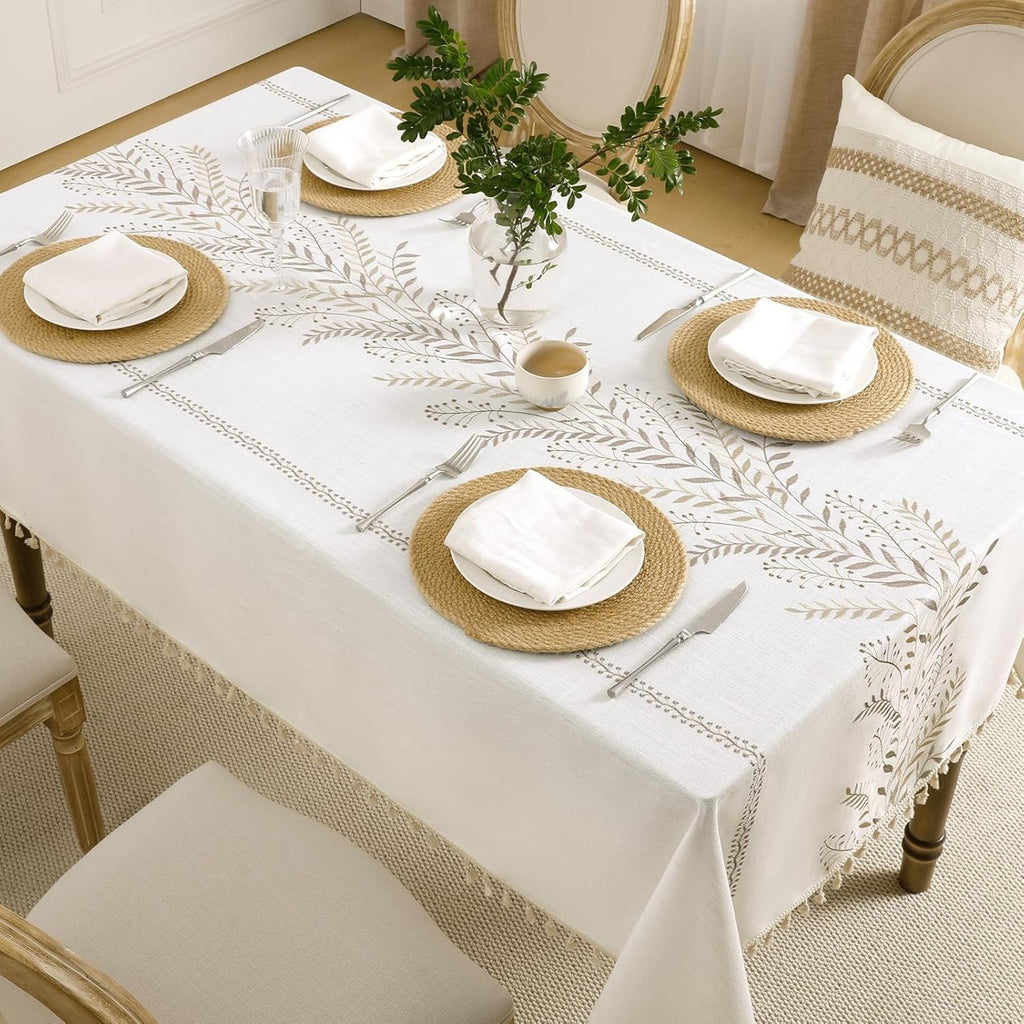 Boho Linen Cotton Tablecloth with Tassels
