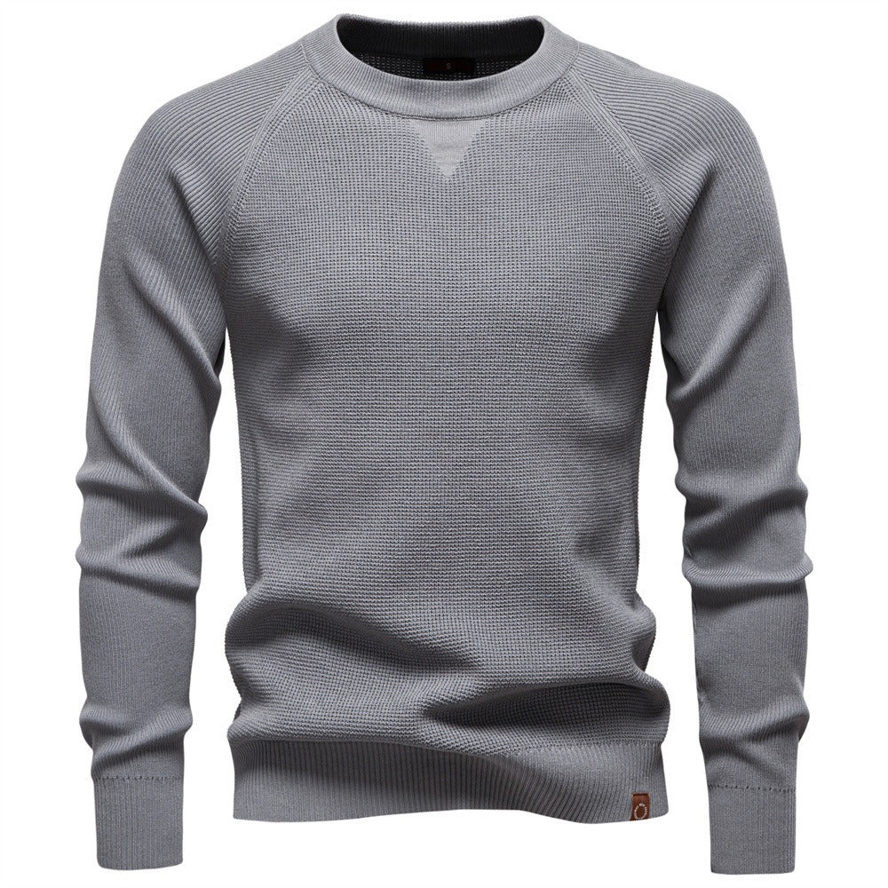 Men's Textured Crew Neck Knit Sweater