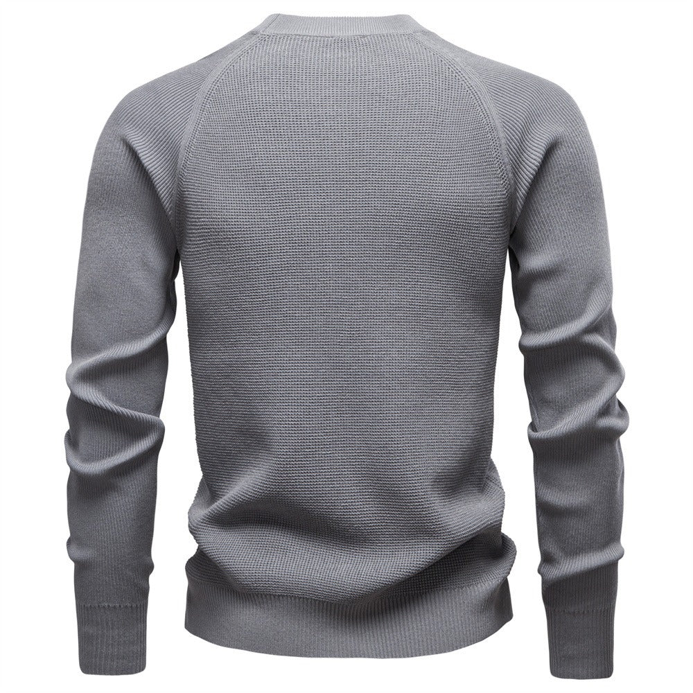 Men's Textured Crew Neck Knit Sweater