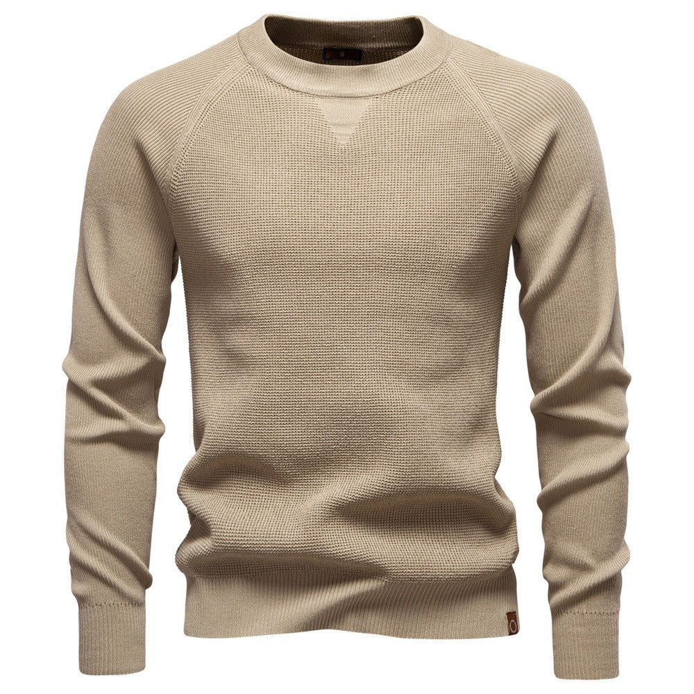 Men's Textured Crew Neck Knit Sweater