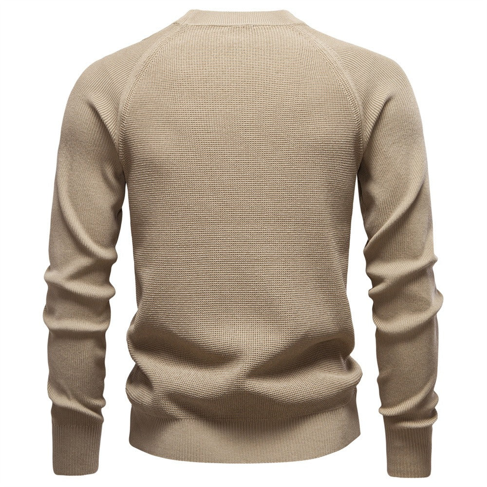 Men's Textured Crew Neck Knit Sweater