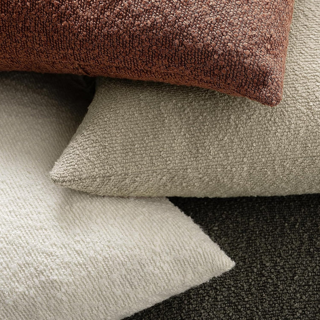 Set of 2 Beige Throw Pillow Covers – Boucle Textured