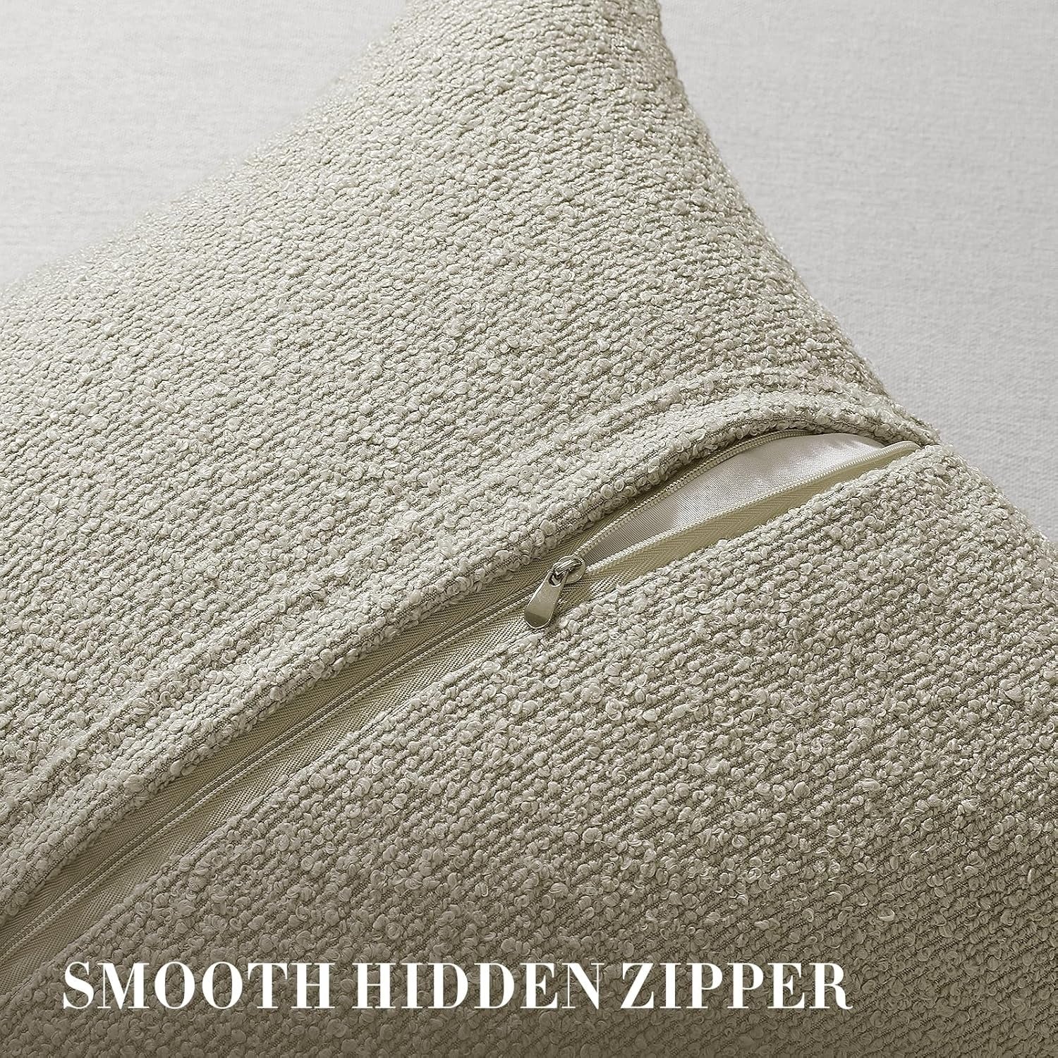 Set of 2 Beige Throw Pillow Covers – Boucle Textured
