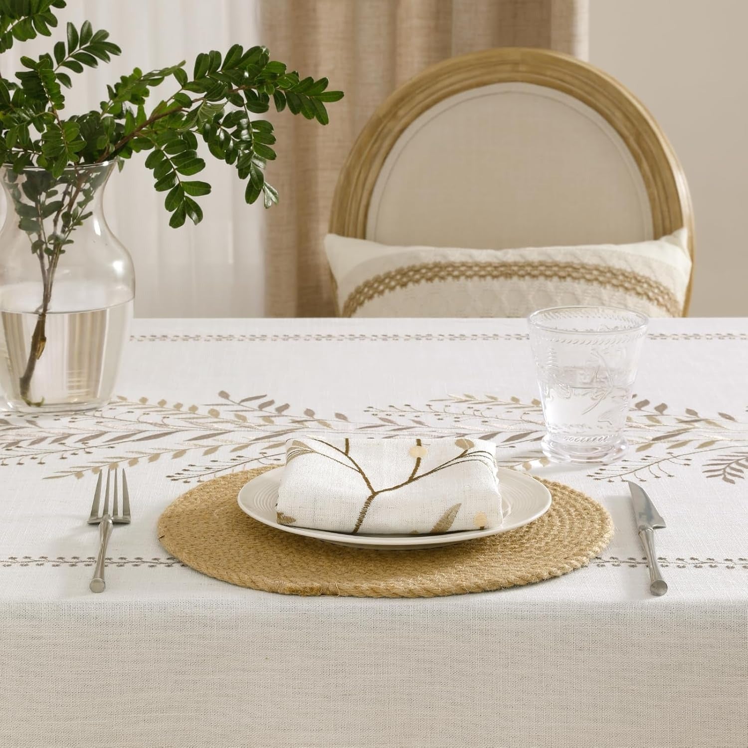 Boho Linen Cotton Tablecloth with Tassels