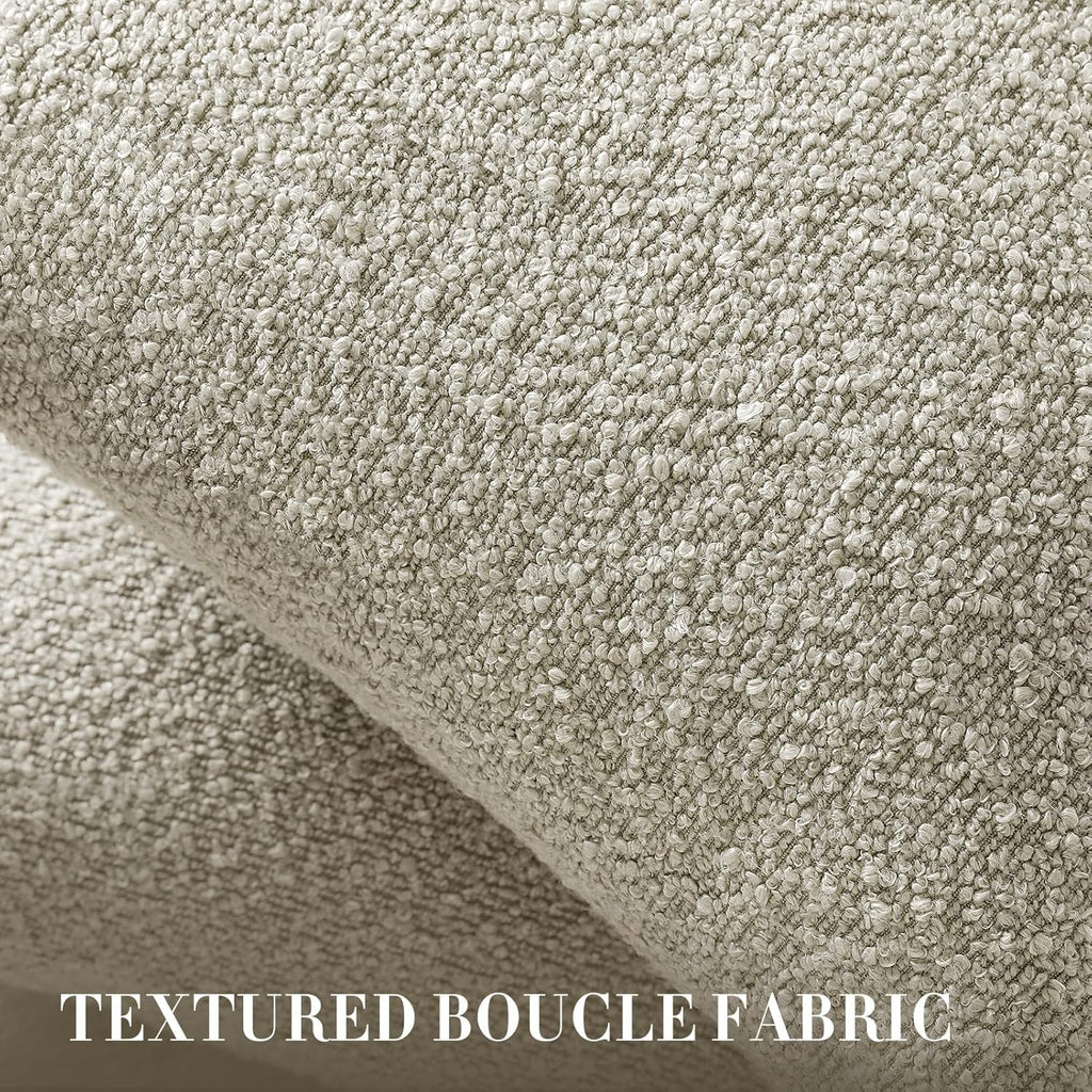 Set of 2 Beige Throw Pillow Covers – Boucle Textured